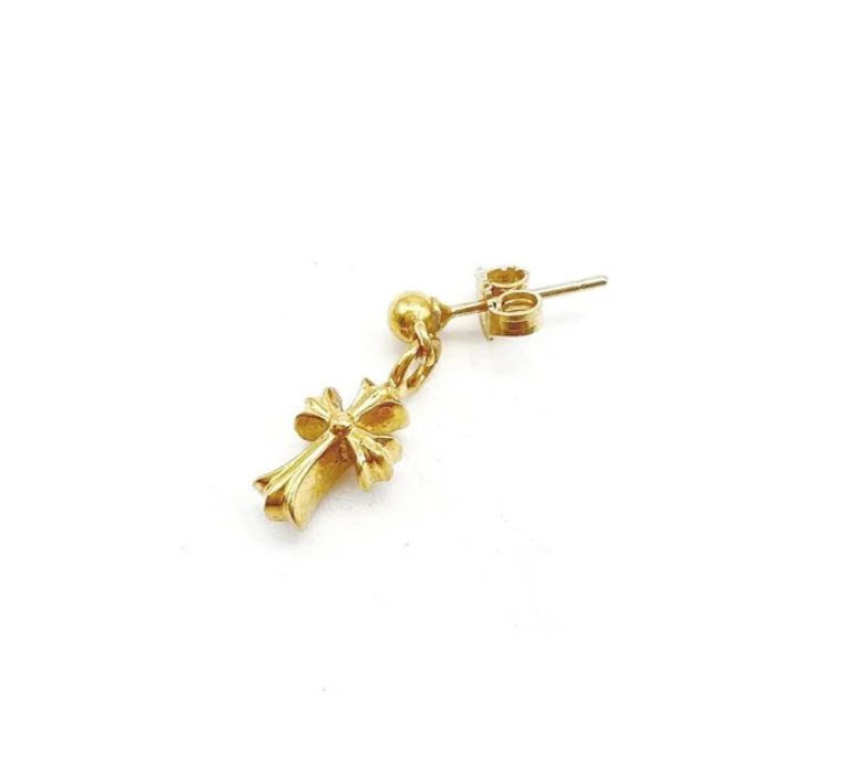 Chrome Hearts 22k Gold Cross Ear Ring