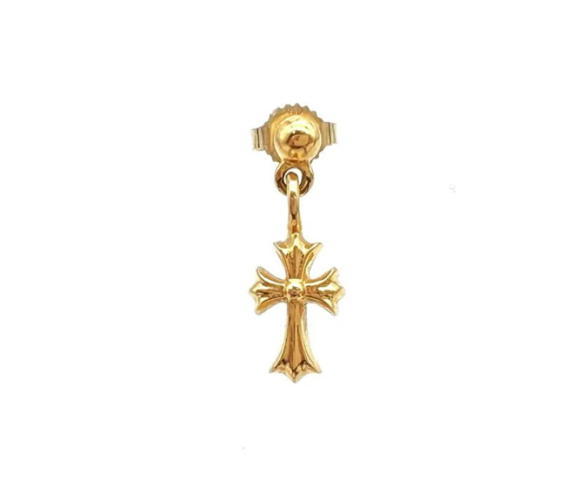 Chrome Hearts 22k Gold Cross Ear Ring