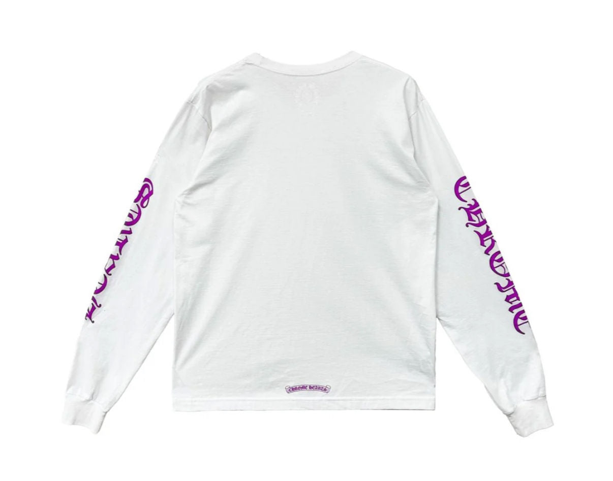 Chrome Hearts White/Purple Neck Logo L/S