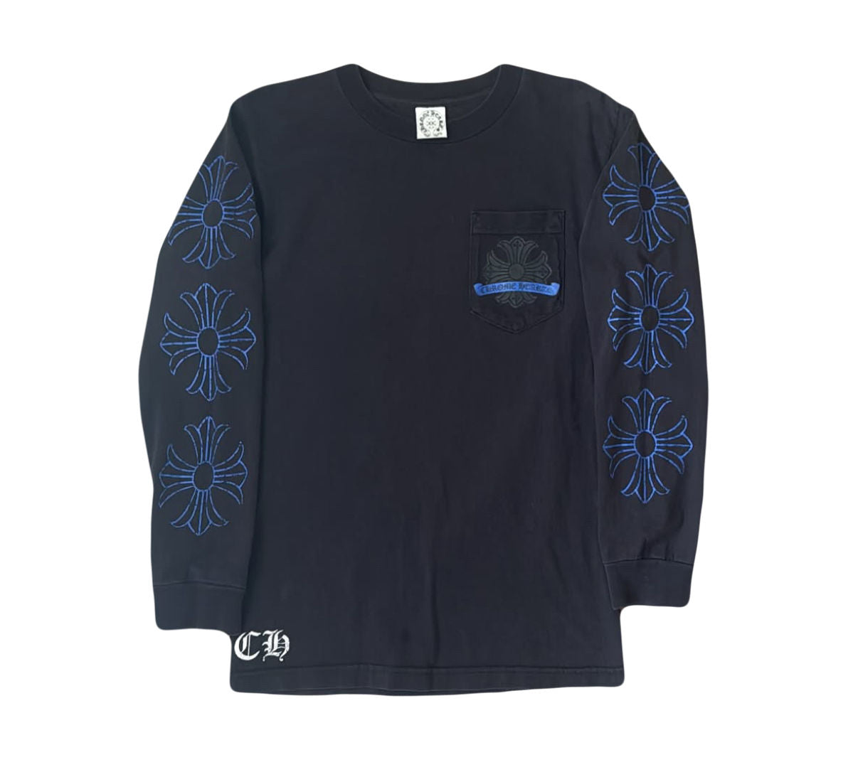 Chrome Hearts Black Vintage Horseshoe Logo (Blue) L/S - Vintage