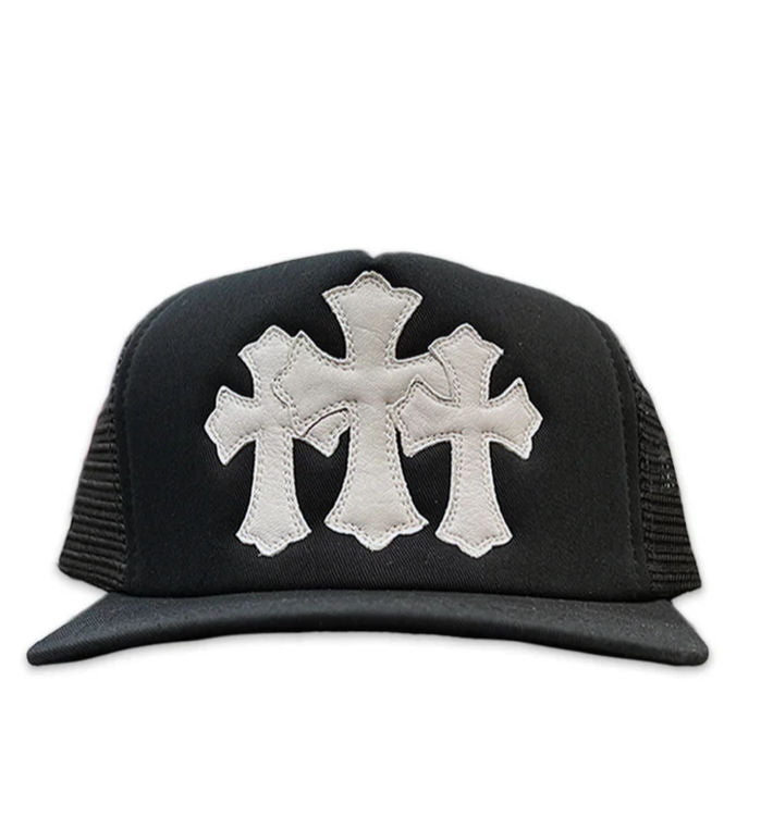 Chrome Hearts Black Triple Cross Patch Trucker