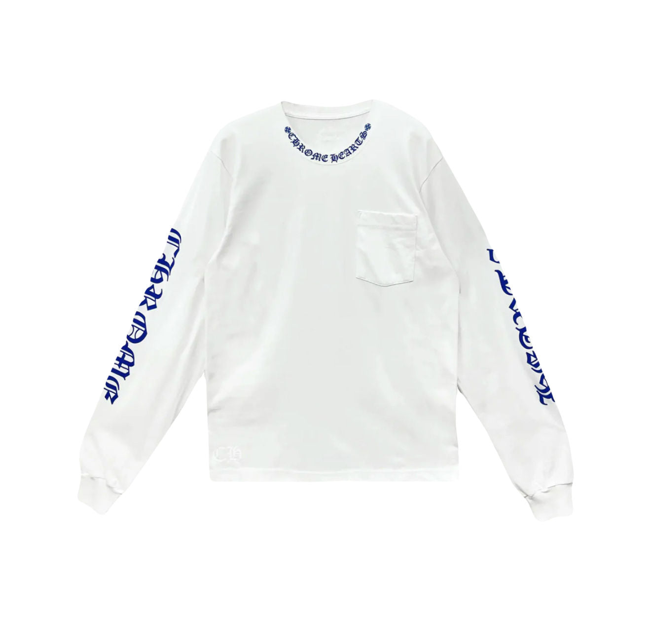 Chrome Hearts White Blue Neck Logo L/S