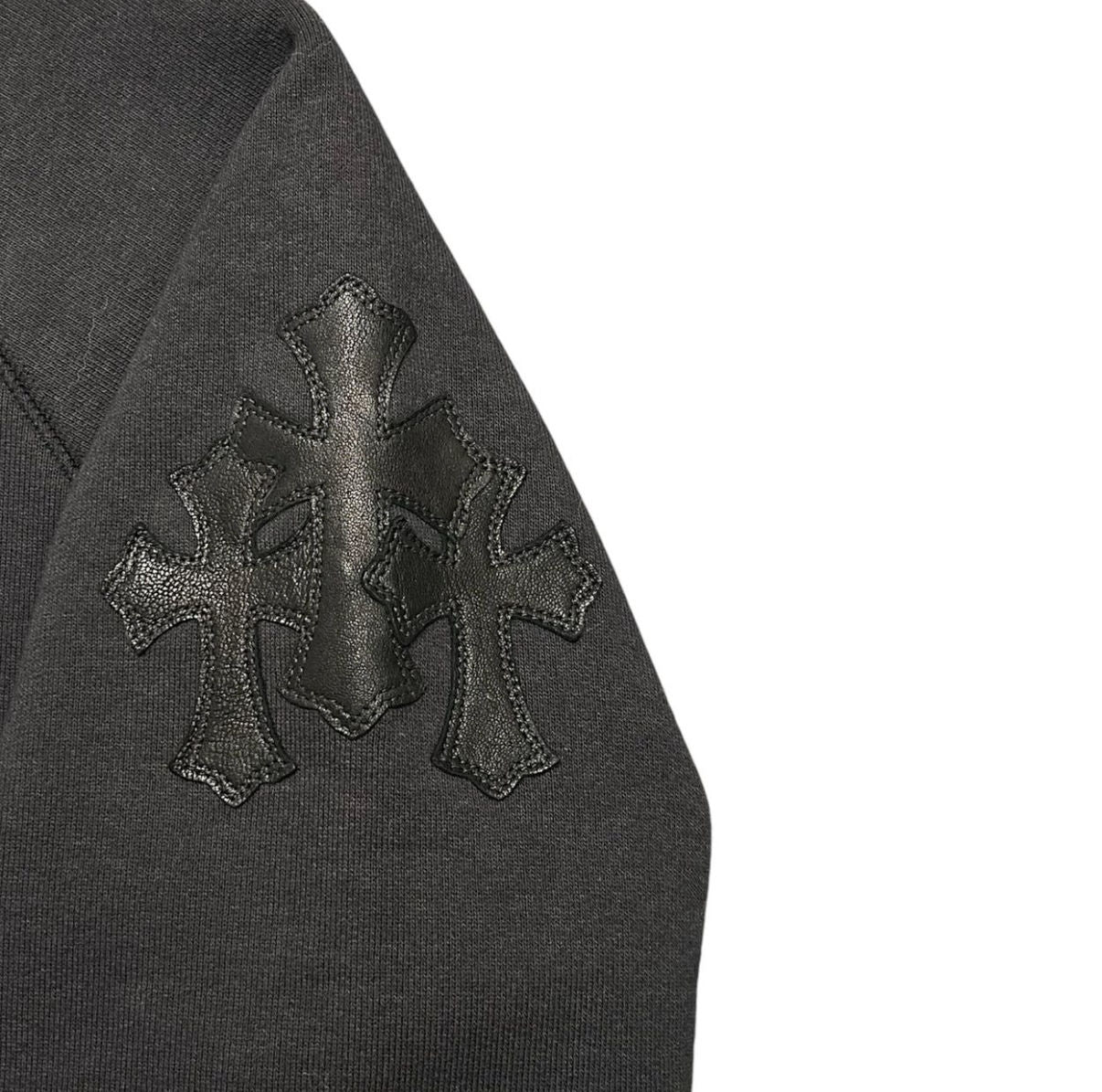 Chrome Hearts Paperjam Leather Triple Cross Hoodie