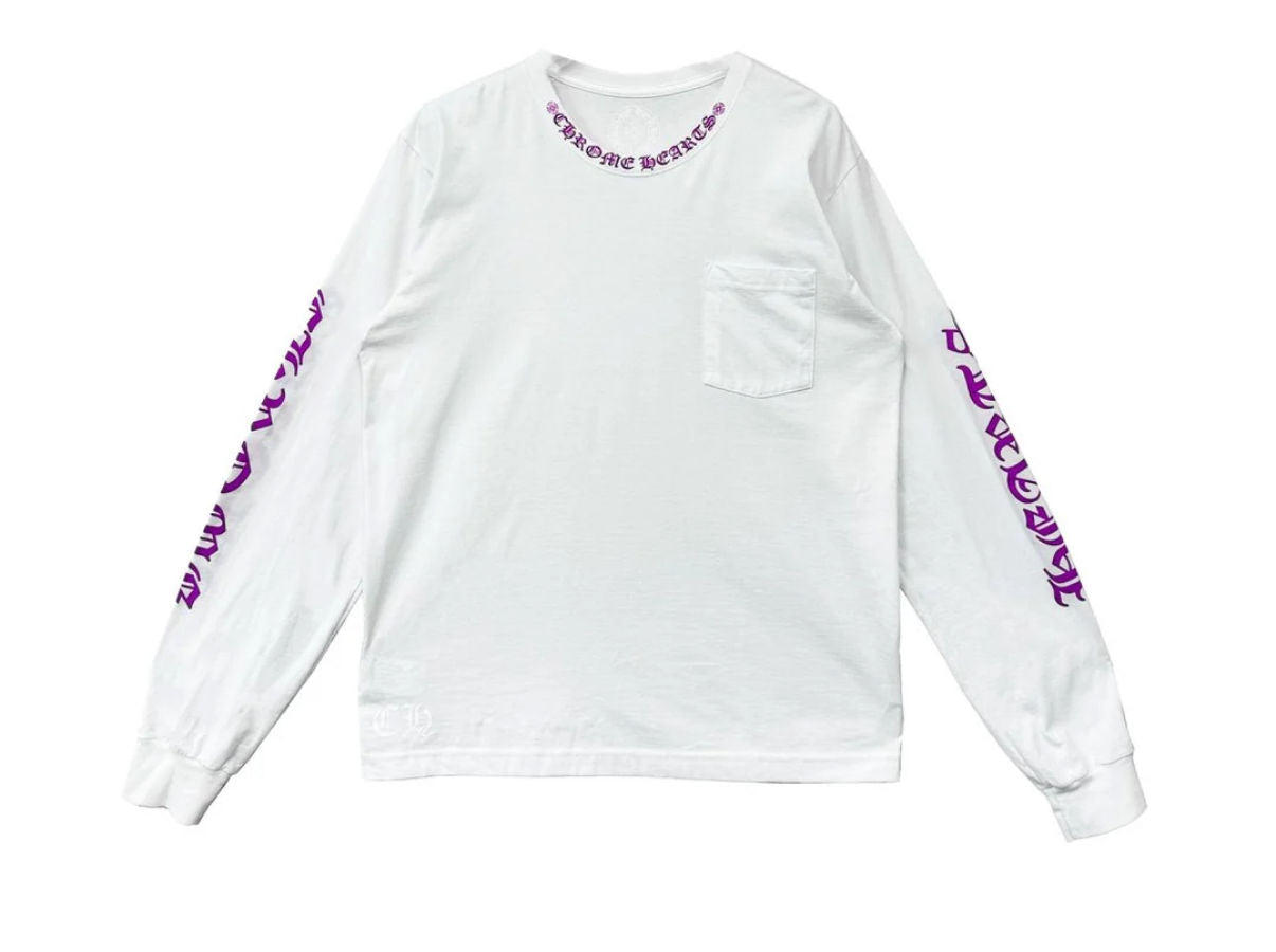 Chrome Hearts White/Purple Neck Logo L/S