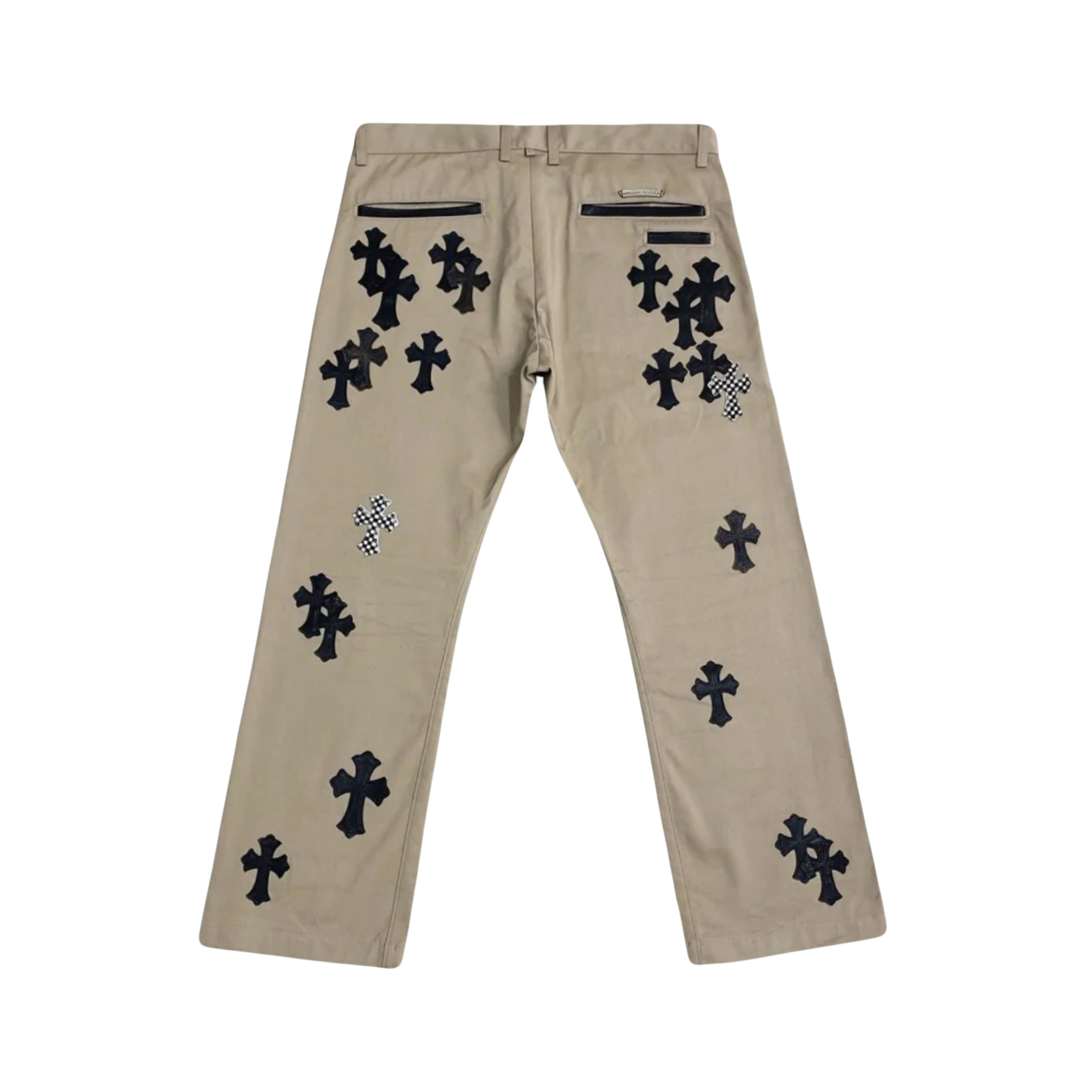 Chrome Hearts Checkered Cross Patch Khaki Chinos
